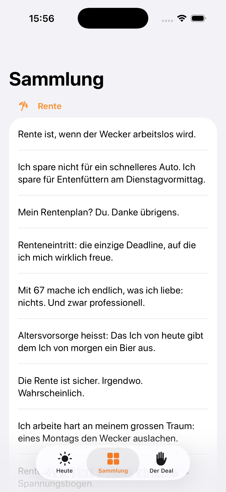 Sammlung aller Sprüche nach Kategorien